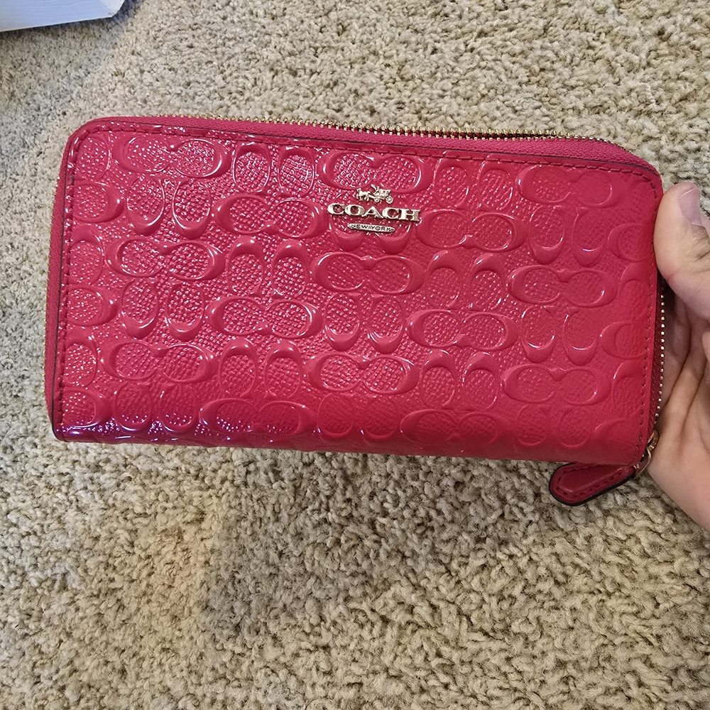Coach Red Embossed Leather Wallet